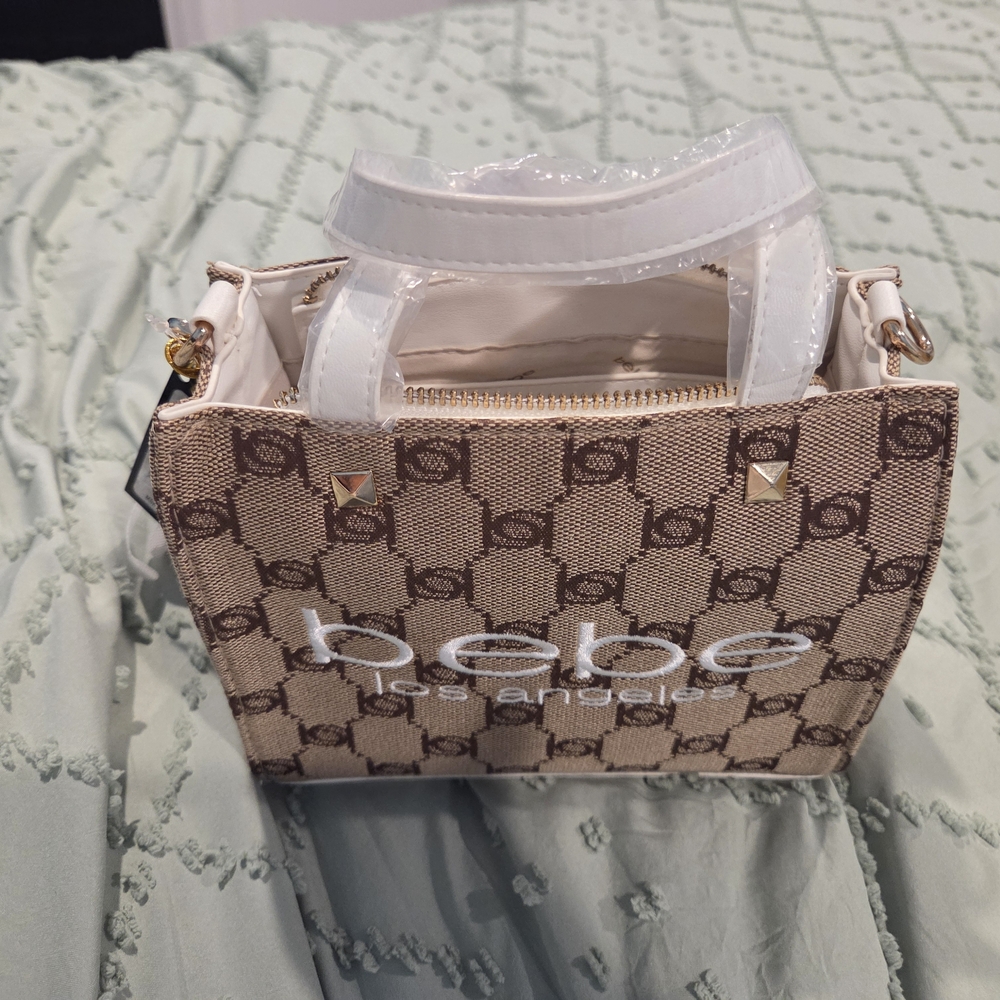 bebe Tan and White Mini Bag